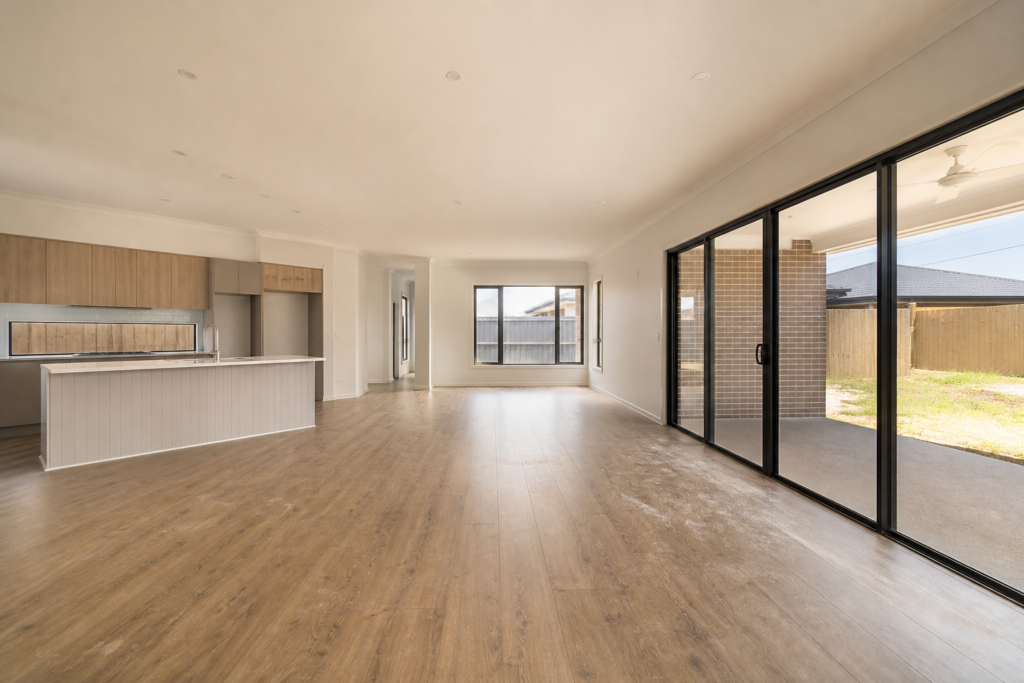 Newly finished Brisbane-style project home before its builders clean